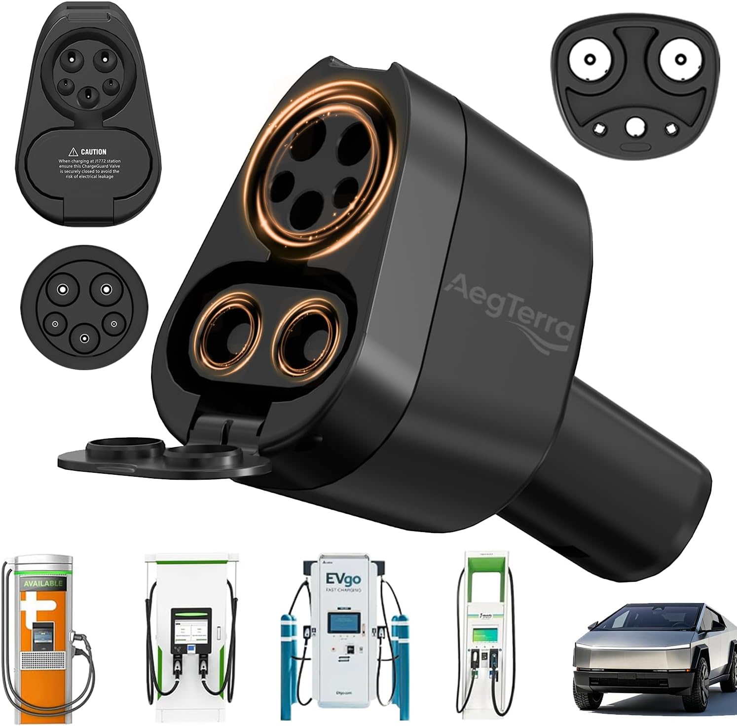 Upgraded 2in1 CCS1 & J1772 to NACS(Tesla) Adapter, Max 250KW 500A/AC Fast Charging/Level 1/2/3Chargers for Tesla Model 3/Y/S/X/Cybertruck,Works with Electrify America/ChargePoint/EVgo