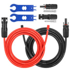 10AWG Solar Extension Panel Cable - 50FT Solar Wire with Waterproof Female and Male Connector and Solar Panel Adaptor Kit Tool PV Wire for RV, Home, Boat, Solar Panels(50feet Red + 50feet Black)