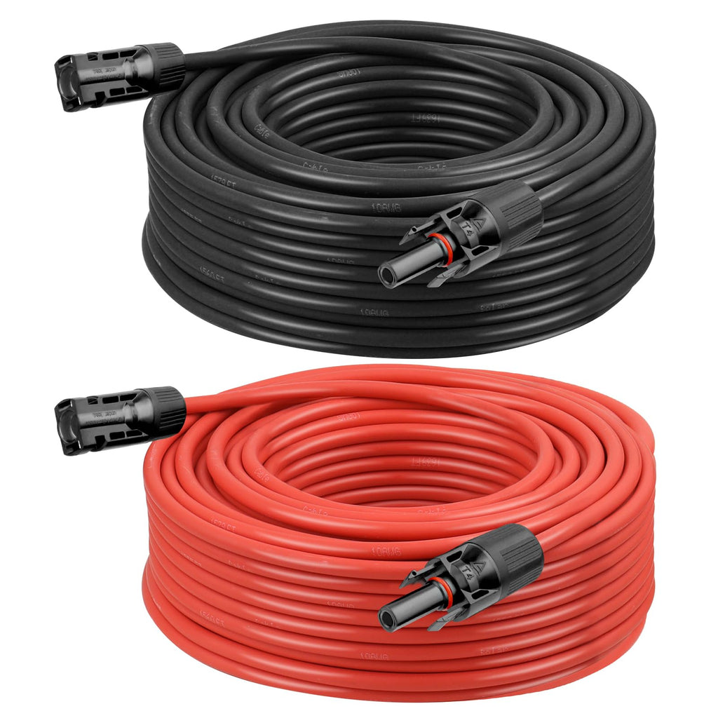 8 AWG Solar Extension Cable 50FT Black + 50FT Red, 8 Gauge Solar Panel Wire Male to Female Tinned Copper Wire for Solar Panel, Automotive, RV, Boat, Outdoors
