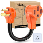 Nilight EV Adapter Cord 30 Amp to 50 Amp 4 Prong Pure Copper New Dryer Outlet to EV Plug Conversion Heavy Duty 10 Gauge Wire Nema 14-30P to 14-50R 30M/50F for Level 2 EVs Using