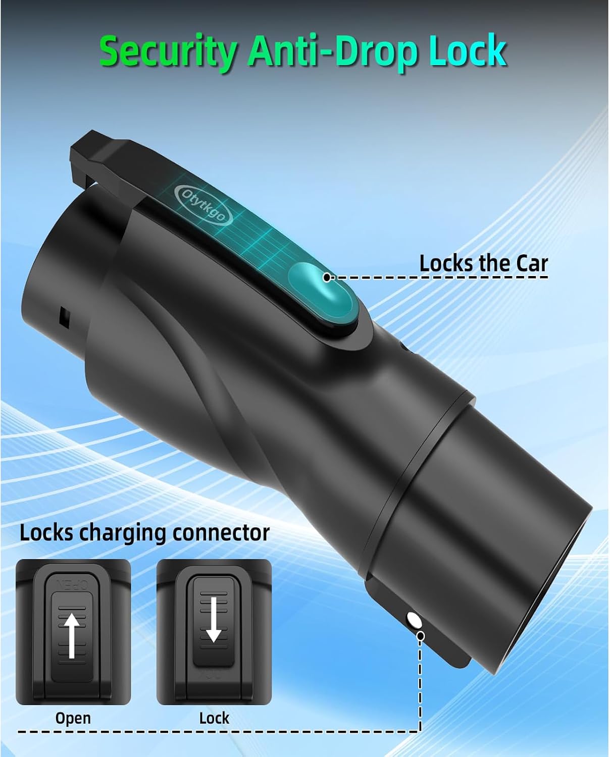 Nacs to J1772 Adapter, Portable Tesla to J1772 Adapter with Fixed Lock Works IP65, Max 80A 250V Converter Compatible with Nacs Wall Mobile Connector Target Chargers for All J1772 EVs Black