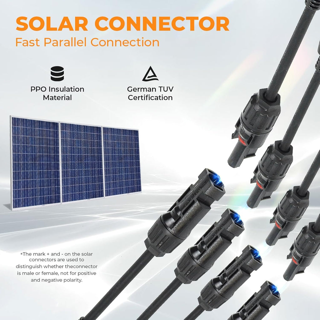 Solar Panel Connector 4 to 1 Solar Panel Splitter 4 Way 1000V Solar Panel Parallel Connectors Solar Adapter Cable Plug Pair for Solar System Solar Panel (4 to 1 1 Pair)