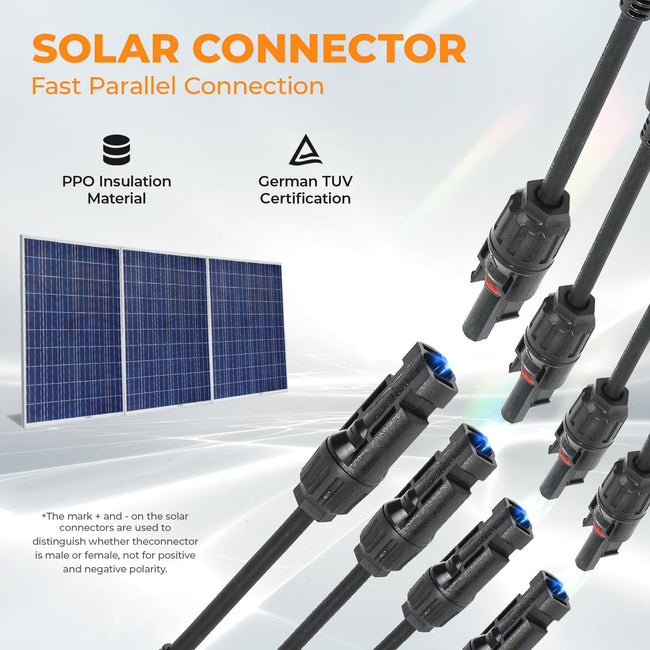 Pjerjzn Solar Panel Connector 4 to 1 Solar Panel Splitter 4 Way 1000V Solar Panel Parallel Connectors Solar Adapter Cable Plug Pair for Solar System Solar Panel (4 to 1 1 Pair) Main Image