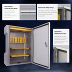 TRWUDRFA Outdoor Electrical Box with Thermostat and Fan - DIY Electrical Junction Box One-Piece Ventilation Design, Cold Rolled Steel, IP65 Waterproof, Wall/Pole Mounted (24" x 17.7" x 8.7")