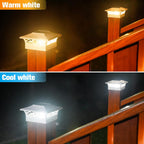 VOLISUN Solar Post Cap Lights: 8 - Pack Outdoor Deck Post Cap Lights White for Dock Fence Waterproof 2 Color Modes,4x4/6x6 Wooden/Vinyl Posts