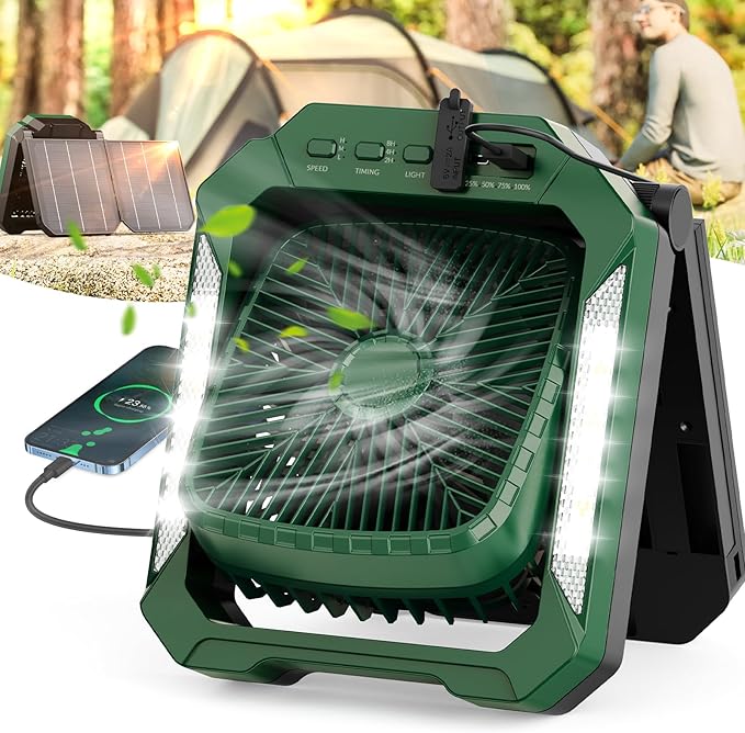 Ventilateur de camping à batterie solaire
