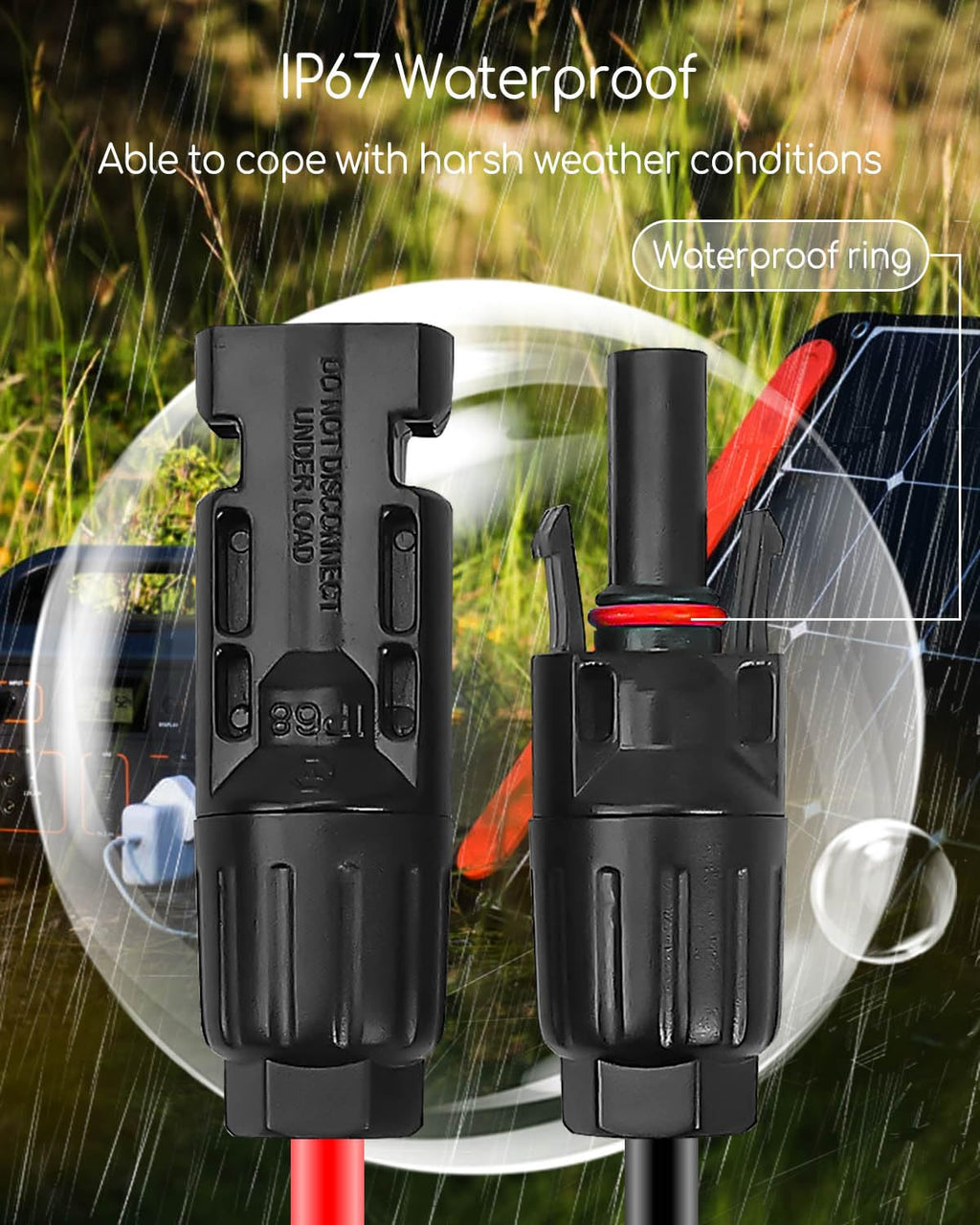 PNYZIK Upgraded 6-in-1 Solar Connector Kit 3.93Ft for Portable Motors and Solar Panels/Motors, 100CM Universal Solar Adapter Connecting Harness with Female and Male Connectors, 1 Pc