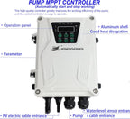 Pump 500W DC 48V Solar Water Pumps, Max head 393ft,7.9GPM Flow，3 inch Solar deep well submersible Pumps with MPPT controller float switch kits for home or farm