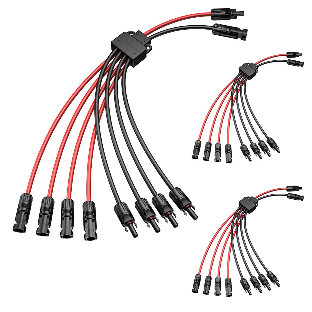 Bateria Power Solar Connectors for 2 Solar Panels, IP68 Waterproof Solar Panel Connectors Splitter, 4 to 2 Y Branch Parallel Adapter for Solar Cable Extension