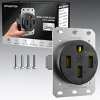 Nema 14-50 EV Outlet with Wall Plate Kit, Heavy Duty 50 amp EV Charging Straight Blade Device Receptacle, 3-Pole 4-Wire Grounding, 50A 125/250V,ETL Listed,Black