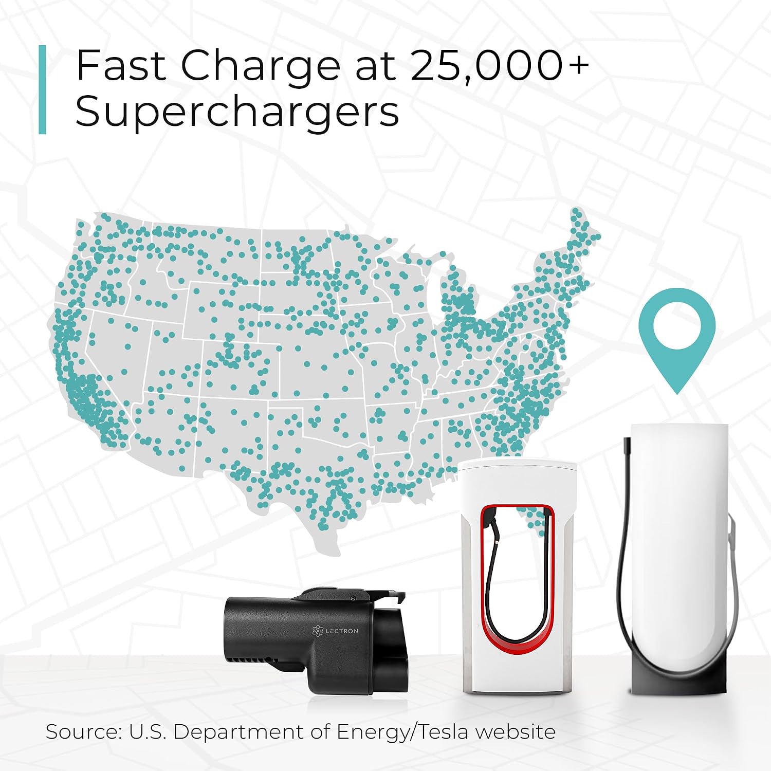 Lectron NACS to CCS Electric Vehicle Adapter with Interlock - (500A/1,000V) - Compatible with Tesla Superchargers - CCS1 EV Fast Charging with Vortex Plus [Check Automaker for Compatibility] - UL 2252