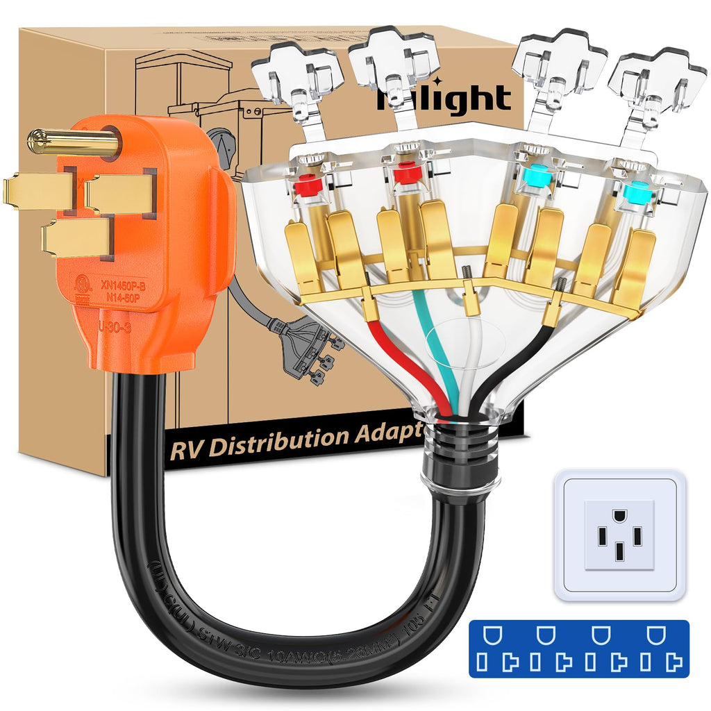Nilight EV Adapter Cord 30 Amp to 50 Amp 4 Prong Pure Copper New Dryer Outlet to EV Plug Conversion Heavy Duty 10 Gauge Wire Nema 14-30P to 14-50R 30M/50F for Level 2 EVs Using