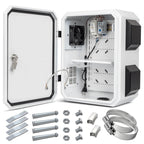 Outdoor Electrical Box with Thermostat and Fan, Cold-Rolled Steel Plate, Aluminum Alloy Back Beam, One-Piece Ventilation Design, IP65 Waterproof, Wall/Pole Mounted. (15.7" x 11.8" x 7.9")