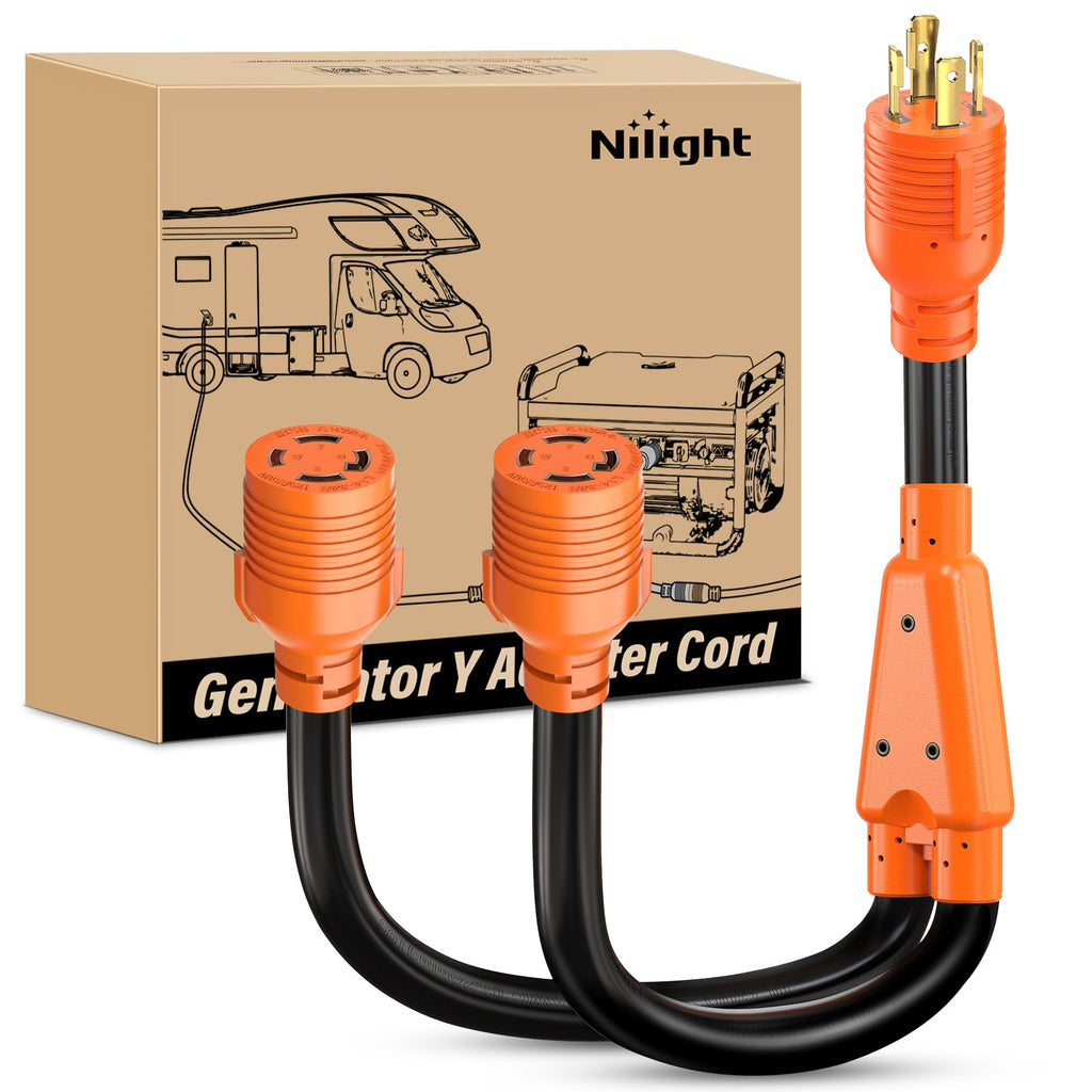Nilight EV Adapter Cord 30 Amp to 50 Amp 4 Prong Pure Copper New Dryer Outlet to EV Plug Conversion Heavy Duty 10 Gauge Wire Nema 14-30P to 14-50R 30M/50F for Level 2 EVs Using