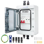 1 String 500V PV Combiner Box 1 in 1 Out, 40A DC Circuit Breaker with Solar Disconnect Function, Surge Protection, IP65 Waterproof, Solar Panel Connectors