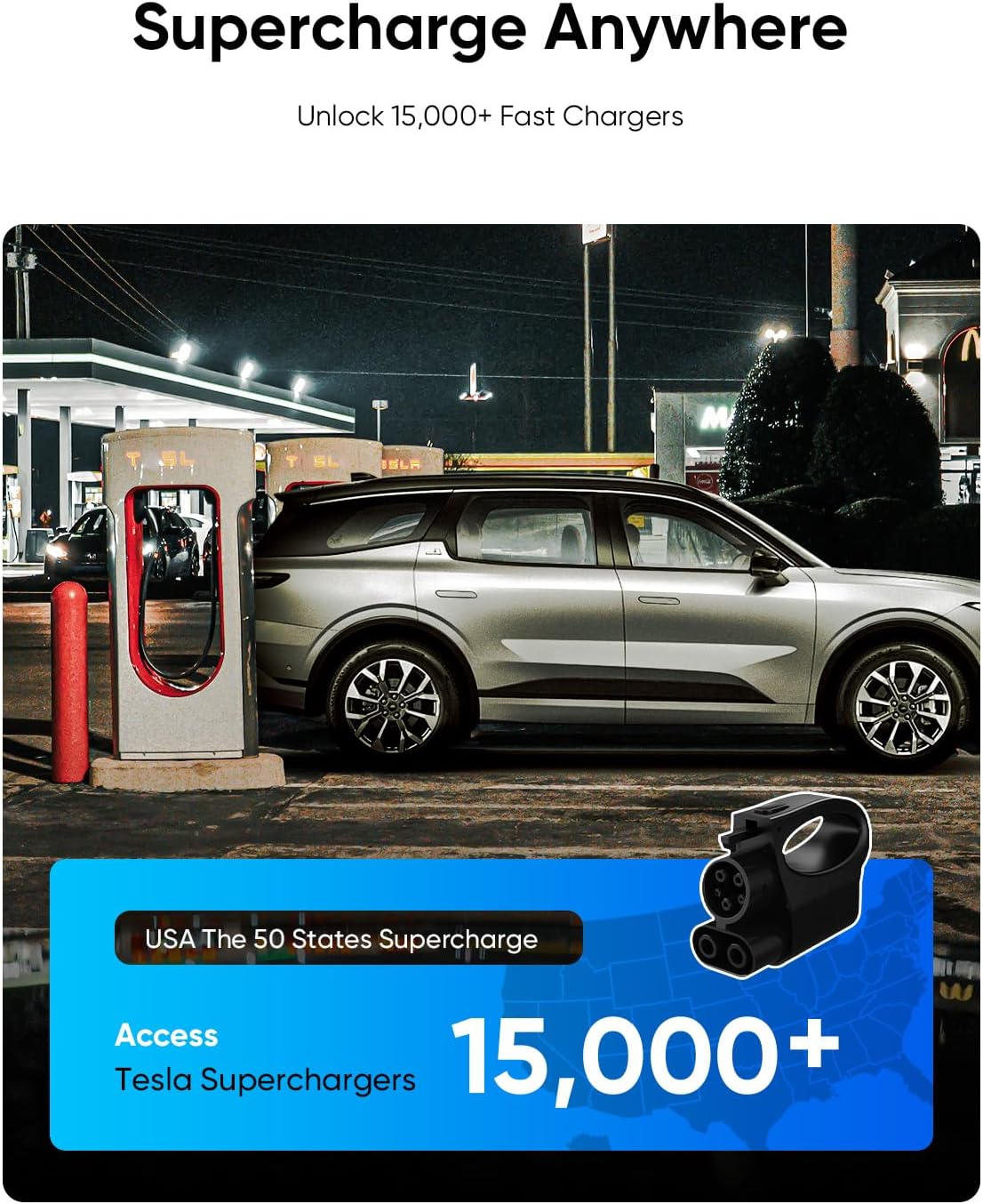 NACS to CCS Electric Vehicle Adapter, Max 500A 1000V Fast NACS DC Adapter Compatible with Tesla Supercharger V3/V4 [Check with Your Automaker for Compatibility]