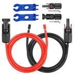 10AWG Solar Extension Panel Cable - 50FT Solar Wire with Waterproof Female and Male Connector and Solar Panel Adaptor Kit Tool PV Wire for RV, Home, Boat, Solar Panels(50feet Red + 50feet Black)