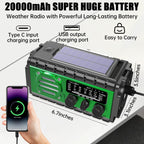 Aivica 20000mah Emergency Radio, SW/NOAA/AM/FM Weather Radio, Solar Powered Hand Crank Chager with Bige Batery Powered,Portable,Cellphone Charge,SOS,Flashlight for Emergency/Home