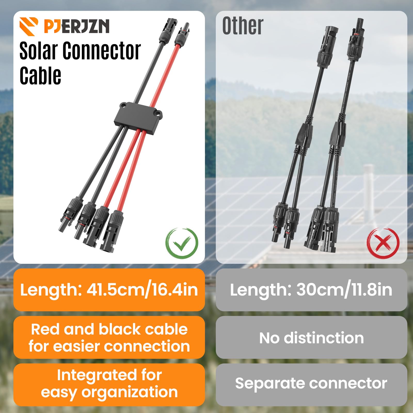 Pjerjzn Solar Panel Connector 4 to 2 Solar Y Branch Connectors PV Panels Parallel Connectors Kit Adapter Waterproof Wire Plug Tool for Solar Panel(1 Pcak MF/FFMM)