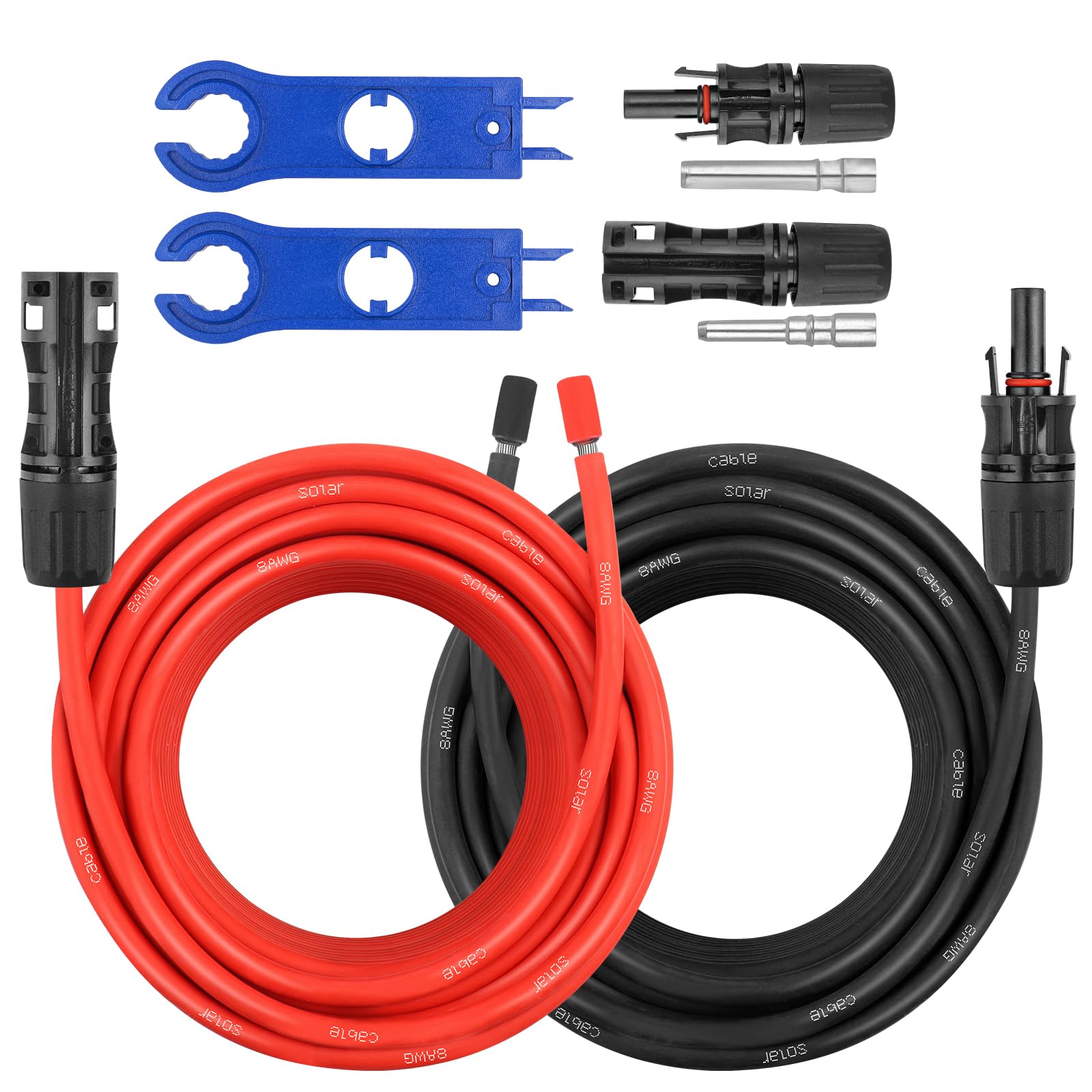 10AWG Solar Extension Panel Cable - 50FT Solar Wire with Waterproof Female and Male Connector and Solar Panel Adaptor Kit Tool PV Wire for RV, Home, Boat, Solar Panels(50feet Red + 50feet Black)