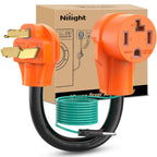 Nilight EV Adapter Cord 30 Amp to 50 Amp 4 Prong Pure Copper New Dryer Outlet to EV Plug Conversion Heavy Duty 10 Gauge Wire Nema 14-30P to 14-50R 30M/50F for Level 2 EVs Using