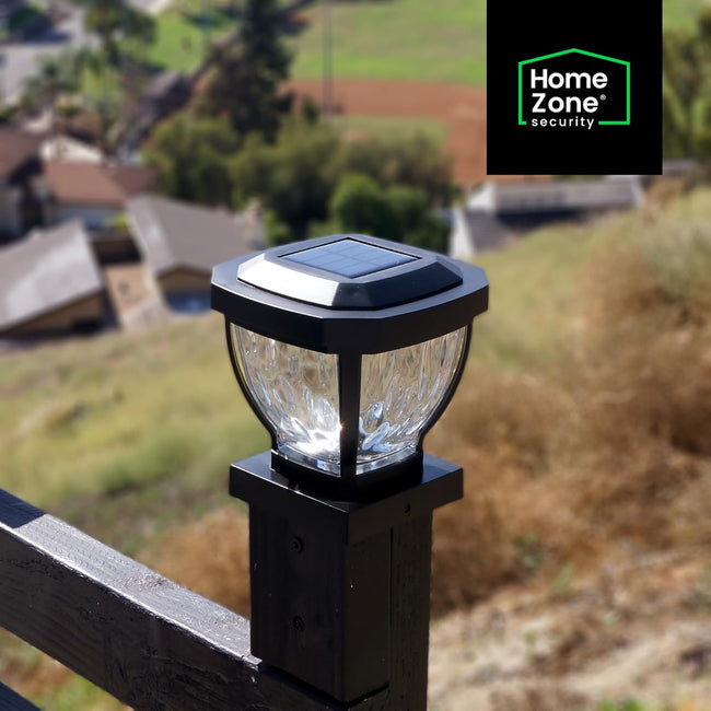 Home Zone Security Solar Post Cap Lights - Decorative Glass LED Outdoor Fits 3.5 x 3.5 in. Post Lights, Black (2-Pack) Main Image