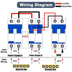 Sekelo 63 Amp Generator Transfer Switch, 120/240V Prewired Manual Transfer Switch with 3 Circuit Breakers, Overload Protection, Easy Installation for Portable Generators & Solar Power Systems