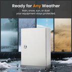 QILIPSU Metal Electrical Box IP65 Waterproof Steel Project Enclosure Lockable Weatherproof Electric Junction Box for Indoor & Outdoor Use 14"x10"x6"