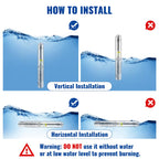 VEVOR Deep Well Submersible Pump, 1HP 115V/60Hz, 37gpm Flow 207ft Head, with 33ft Electric Cord, 4" Stainless Steel Water Pump for Industrial, Irrigation&Home Use, IP68 Waterproof Grade