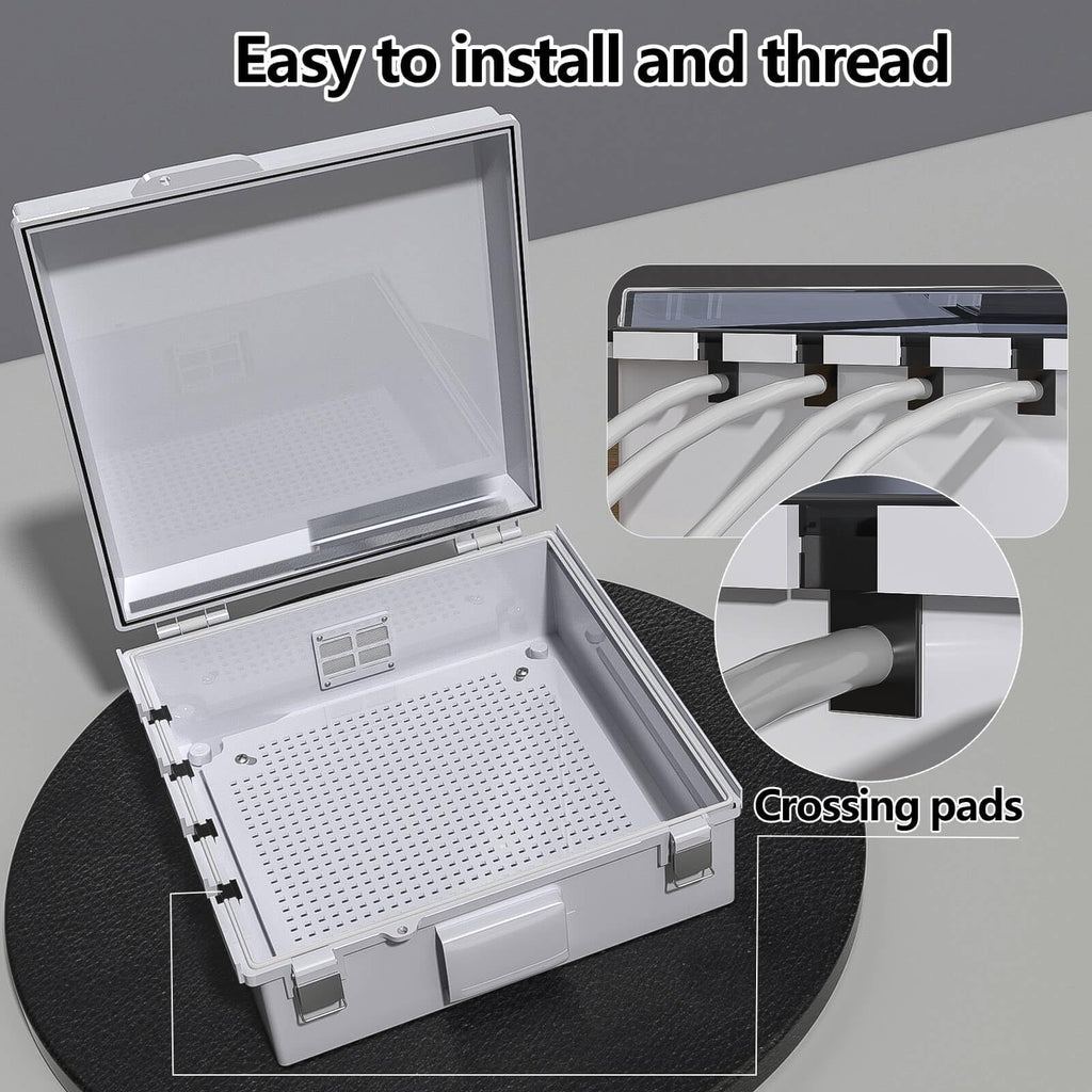 ANIMACYN Electrical Junction Box, Ventilated Design, Cable Grommets, Indoor/Outdoor Use with Mounting Panel & Hinged Cover. Waterproof IP 65. (Grey Cover, 13"x13"x5.1")