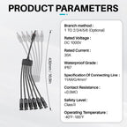 KNMIPJD Solar Panel Connector 6 to 1 Y Branch Parallel Adapter, 30A 1000V 10AWG Tool-Free IP67 Waterproof Cable for Solar Panels (Y Branch, 6to1(1Pairs))