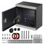 Joinfworld Outdoor Electrical Metal Box 11.8" x 11.8" x 7" Weatherproof Outdoor Junction Enclosure Steel Box with Lock Din Rail Cable Gland