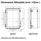 HoHaing Junction Box,IP67 Waterproof Electrical Box Hinged Clear Cover,Electrical Enclosure with Stainless Steel Latch,Terminal Box with Mounting Plate,Wire Connectors,Electrical Tapes,13.8"x9.8"x5.9"