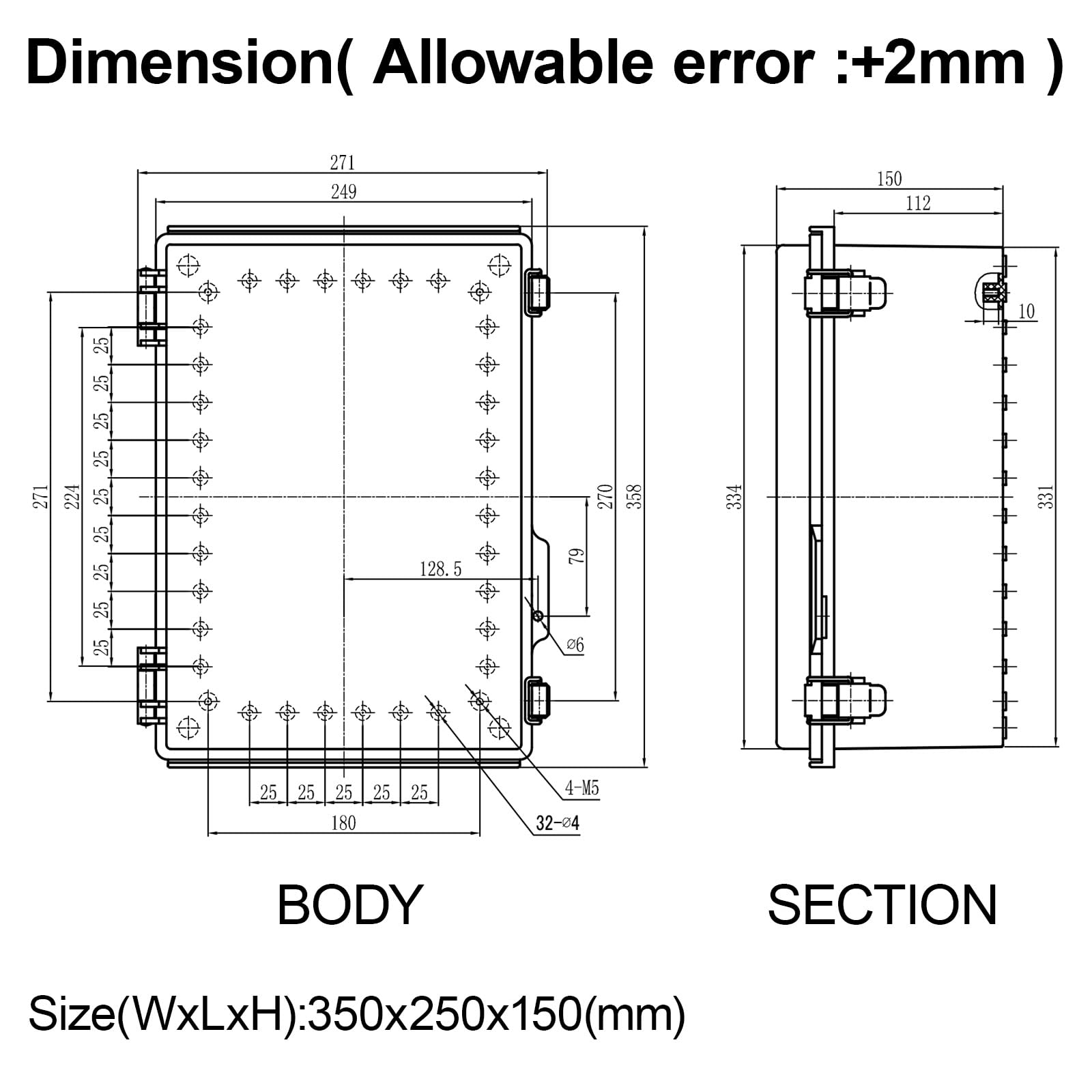 HoHaing Junction Box,IP67 Waterproof Electrical Box Hinged Clear Cover,Electrical Enclosure with Stainless Steel Latch,Terminal Box with Mounting Plate,Wire Connectors,Electrical Tapes,13.8"x9.8"x5.9"