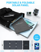Ecosonique 30W Portable Foldable Solar Panel Charger with USB-C & USB-A