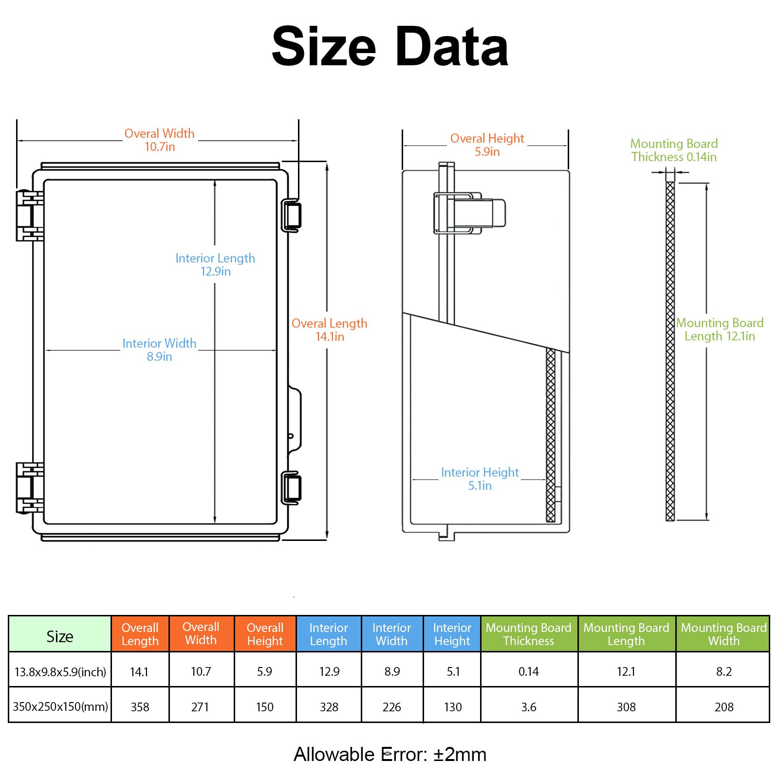 HoHaing Junction Box,IP67 Waterproof Electrical Box Hinged Clear Cover,Electrical Enclosure with Stainless Steel Latch,Terminal Box with Mounting Plate,Wire Connectors,Electrical Tapes,13.8"x9.8"x5.9"