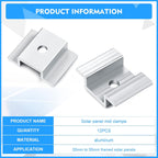 12 Pack Solar Panel Mid Clamps 1.06 Inch Solar Panel Bracket Aluminium Mounting Accessories Aluminum Solar Mid Clamp for Solar Panel Mounting Solar Panel Mid Clamp