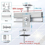 Solar Panel Mounting Bracket Kit, 10Pcs Upgraded Longer Stronger 6 inch Rails Solar Panel Mount for 1-4pcs Thickness 1.4” Solar Panels, w/ Water Drain Clips for Shingle,Slate,Metal and Tin roof