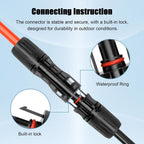 8 AWG Solar Extension Cable 50FT Black + 50FT Red, 8 Gauge Solar Panel Wire Male to Female Tinned Copper Wire for Solar Panel, Automotive, RV, Boat, Outdoors