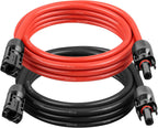 10AWG Solar Extension Cable 5FT – 2 Pack Red & Black PV Wire with Solar Connectors, 84-Strand Tinned Copper, Dual XLPE Insulated, Outdoor UV-Resistant Cable for RV, Inverter, Battery