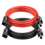 10AWG Solar Extension Cable 2FT – 2 Pack Red & Black PV Wire with Solar Connectors, 84-Strand Tinned Copper, Dual XLPE Insulated, Outdoor UV-Resistant Cable for RV, Inverter, Battery