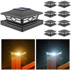 VOLISUN Solar Post Cap Lights: 8 - Pack Outdoor Deck Post Cap Lights White for Dock Fence Waterproof 2 Color Modes,4x4/6x6 Wooden/Vinyl Posts