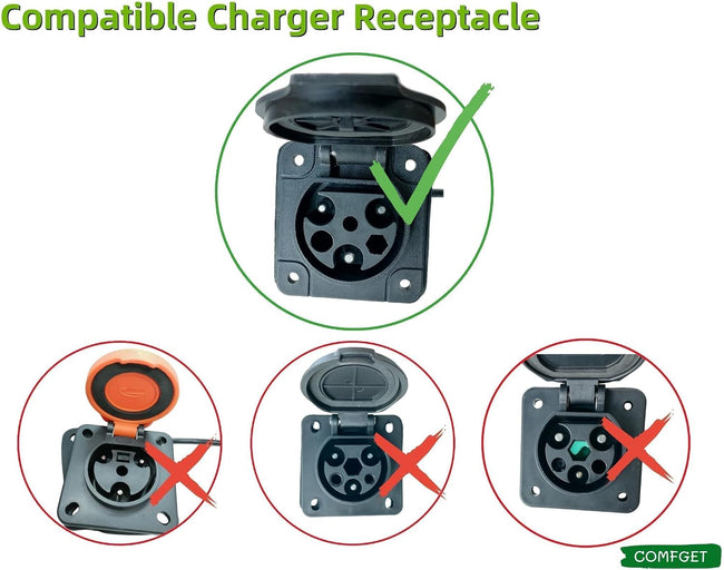 UL Listed Golf Cart Charging Power Cord for Evolution, ICON & Advanced EV, 16A 110V-220V, Replaces OEM# 2.04.0620, Heavy Duty Charge Cable, Black 10 ft Main Image