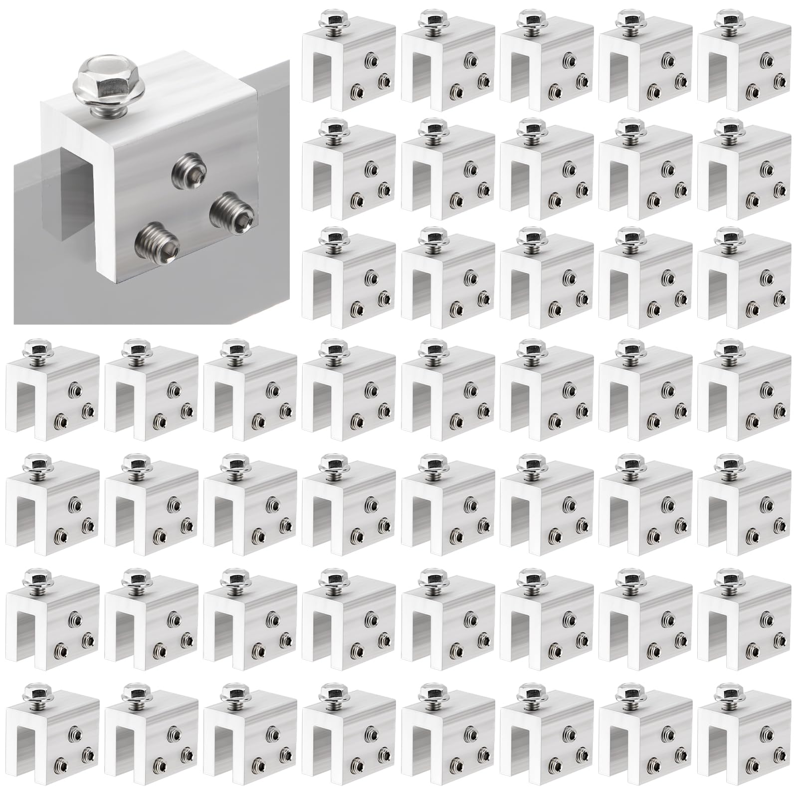 Racewill 48PCS Standing Seam Roof Clamps, Metal Roof Fixing Clamps, Racking Bracket for Solar Panel Module Installation, Starlink Base, Heat Cable and Snow Guard Attachment