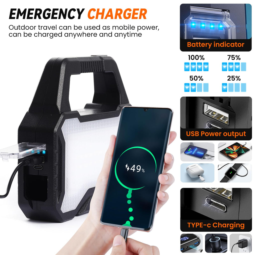 yeatem Solar Flashlight,Multifunctional Flashlight Solar Flashlight,led Flashlight Cell Phone Charger,USB Charging,Suitable for Home,Fishing,Outdoor Camping