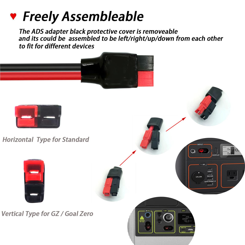 Magiktech Solar Panel Kits Charge Cable Compatible with Anderson Adapter and Solar Connectors for Portable Power Stations Solar Generators (10AWG 6 FT Horizontal)