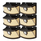 Aootek New Solar Motion Sensor Lights 120 LEDs with Lights Reflector,270° Wide Angle, IP65 Waterproof, Step Lights for Front Door, Yard, Garage, Deck (Black, Daylight White, 6-Pack)
