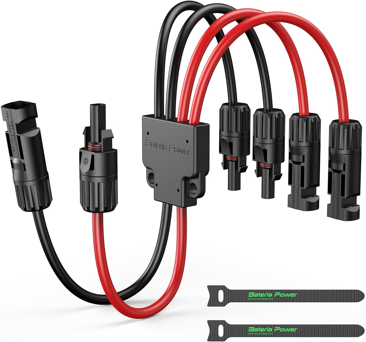 Bateria Power Solar Connectors for 2 Solar Panels, IP68 Waterproof Solar Panel Connectors Splitter, 4 to 2 Y Branch Parallel Adapter for Solar Cable Extension