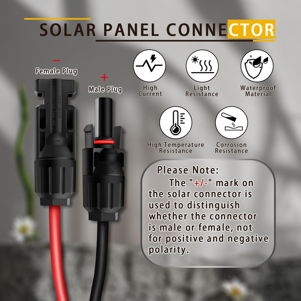 COMeap Solar Panel Cable for Ecoflow Anker SOLIX 10AWG, Compatible with MC-4 to XT60 Plug Solar Panel Connector Adapter Extension for Portable Power Station Solar Generator RV 3.4ft(1.04m)
