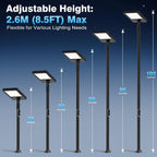 100" Solar Lamp Post Lights with Pole & Remote, Outdoor IP65 Waterproof 420 LEDs Solar Street Lights, Black Metal Flood Solar Motion Pathway Lights for Yard, Garden, Patio, Lawn, Garage